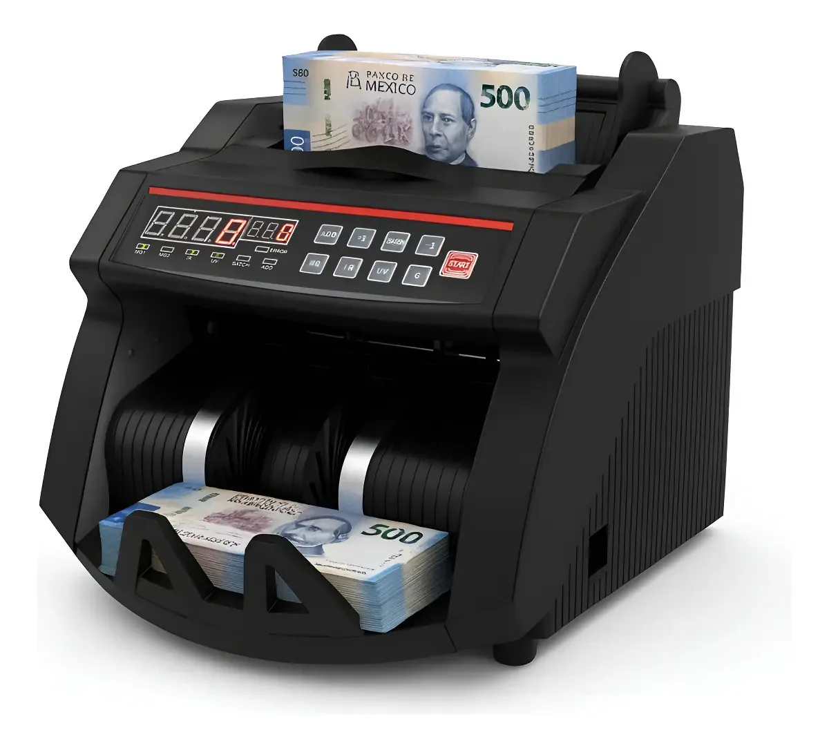 Contador com contador de duas telas e verificador de falsificações