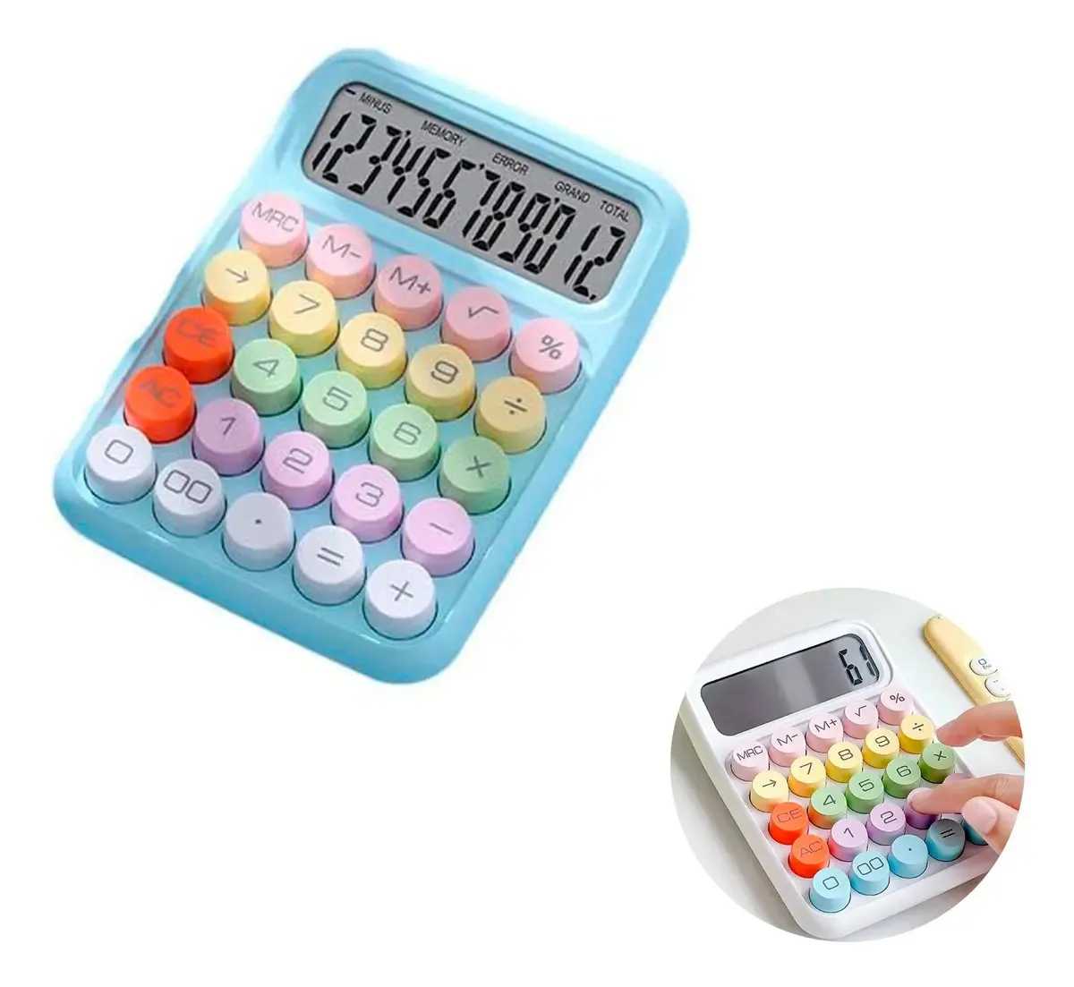 Calculadora básica School Business Teclado mecânico retrô cor azul