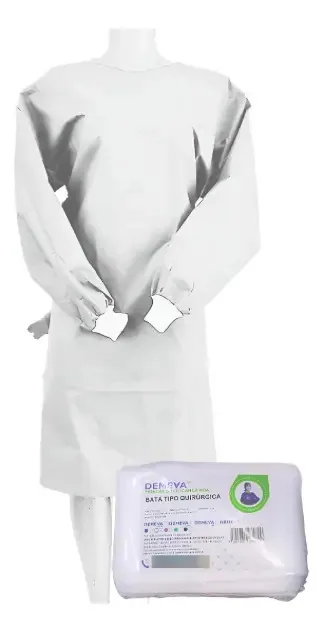 Vestido cirúrgico descartável Demeva Black Color 10 peças Sms Medical Grade, tecido repelente de fluidos com manga e punho elástico, proteção confiável para clínicas e hospitais