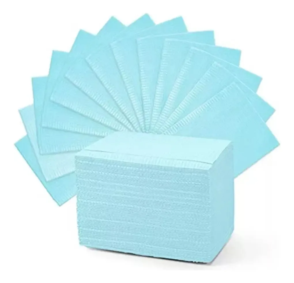 Babadores De Papel Campos Cirúrgicos Descartáveis Com 50 Pçs Cor Azul
