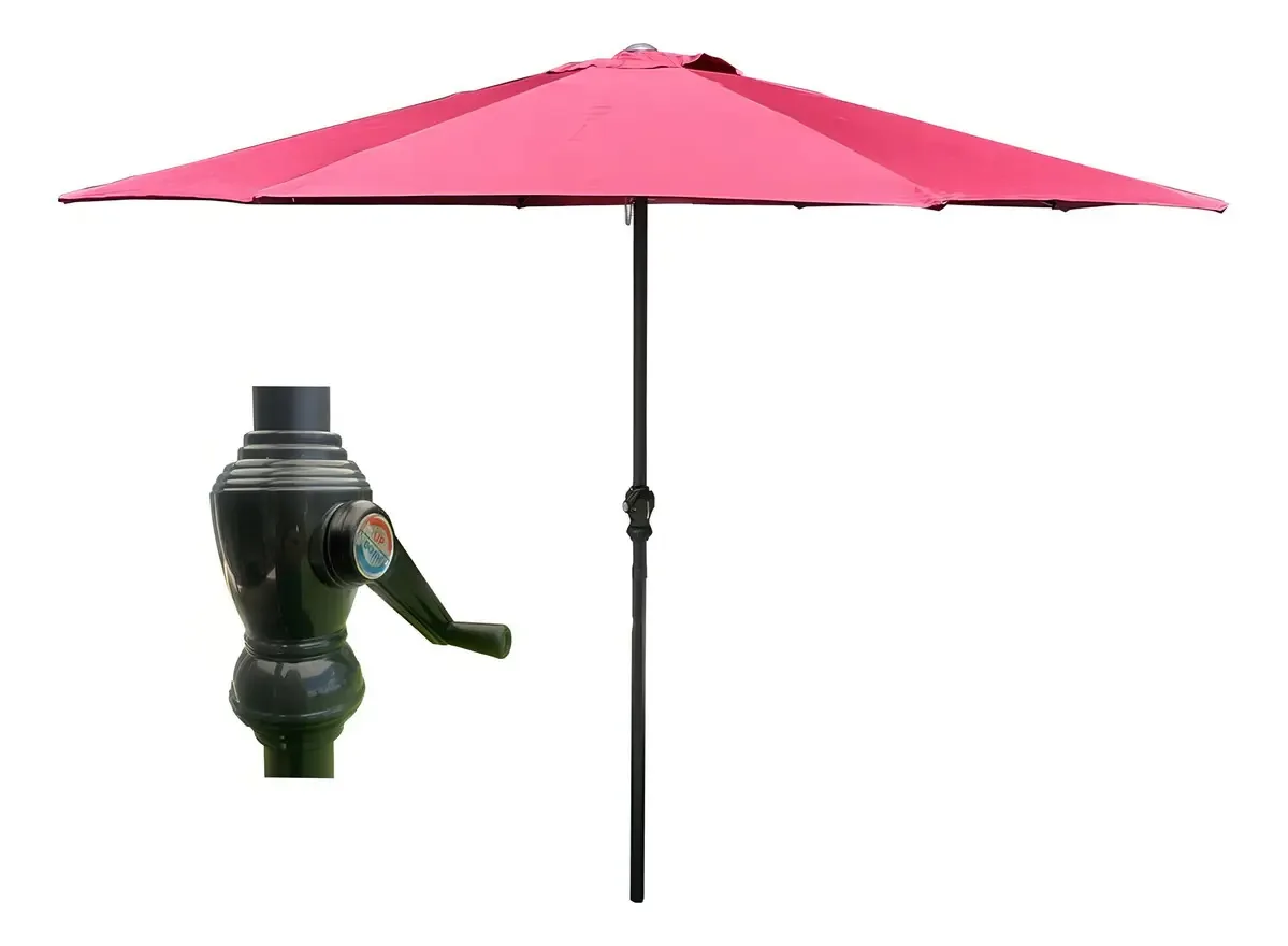 Guarda-chuva dobrável para jardim externo, alça de praia, 2,7 m, cor vermelho (vinho), guarda-chuva/guarda-sol