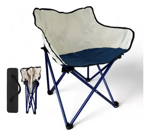 10 cadeiras dobráveis de praia e acampamento ao ar livre, ergonômicas, azuis