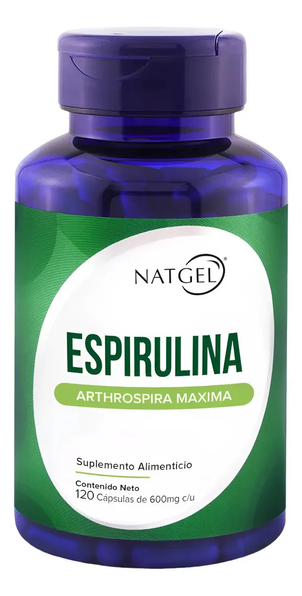 Suplemento em cápsulas NATGEL Suplementos alimentares de espirulina x 600 mg