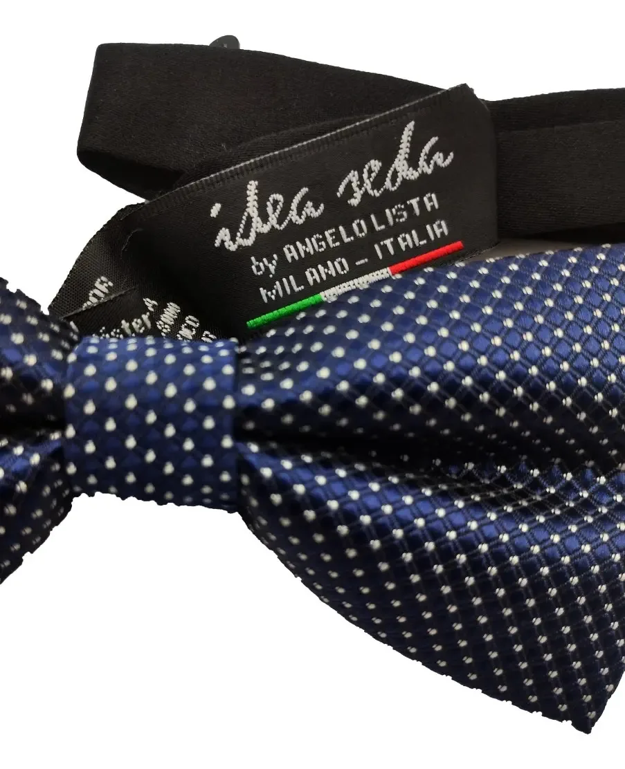 Gravata borboleta masculina Pal 16, gravata borboleta, lindo design italiano, azul com bolinhas