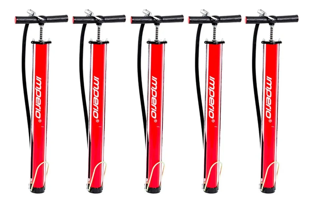 Kit 5 Bombas de Ar para Bicicleta Grande 38 x 500 mm Vermelha Cor Vermelha