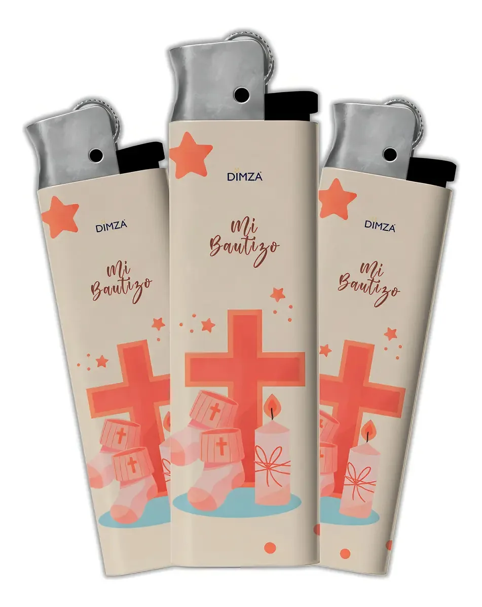 100 Lembrancinhas de Isqueiro para Festa de Batizado Modelo Coral