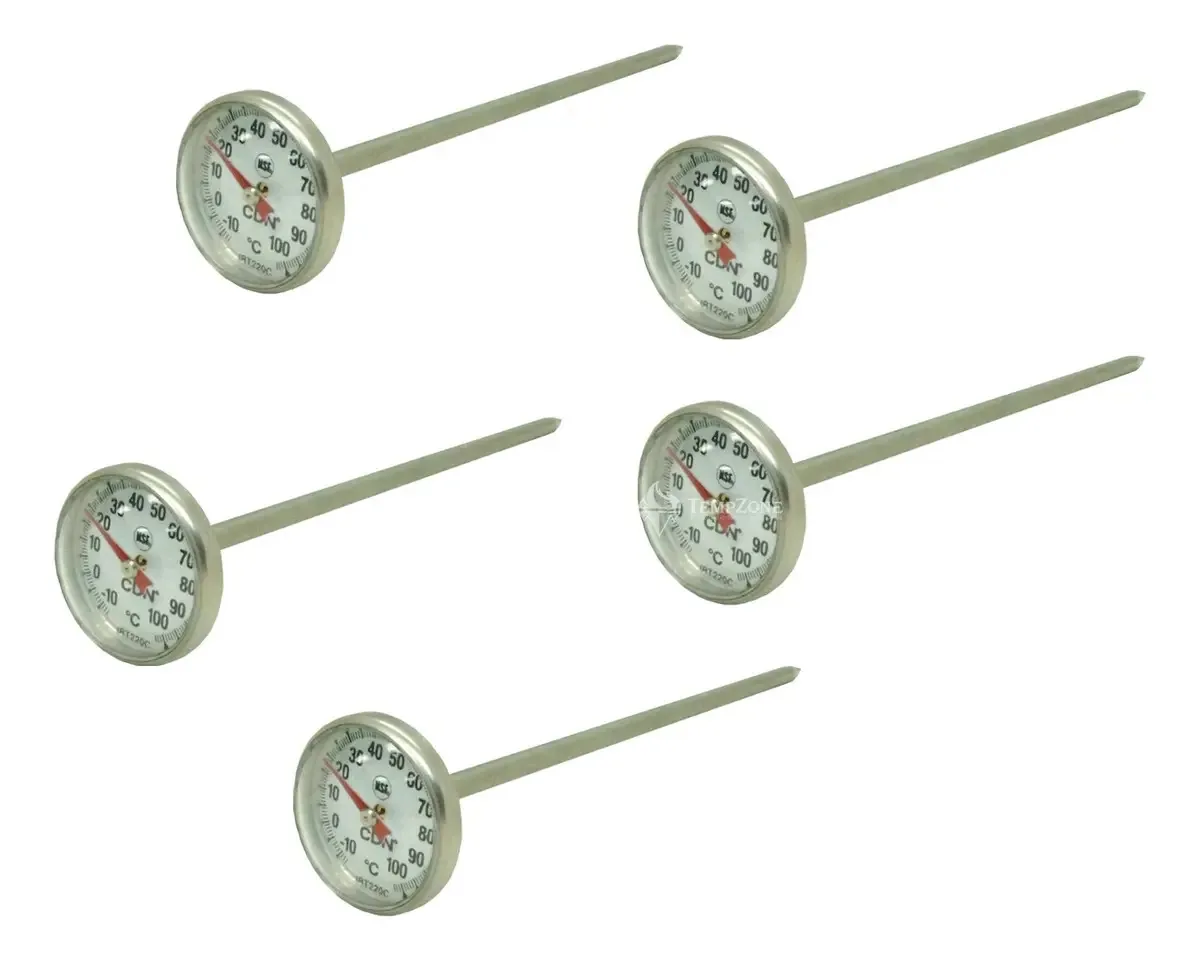 Kit de 5 termômetros bimetálicos de cozinha Mca Cdn -18 a 103°C, cor preta