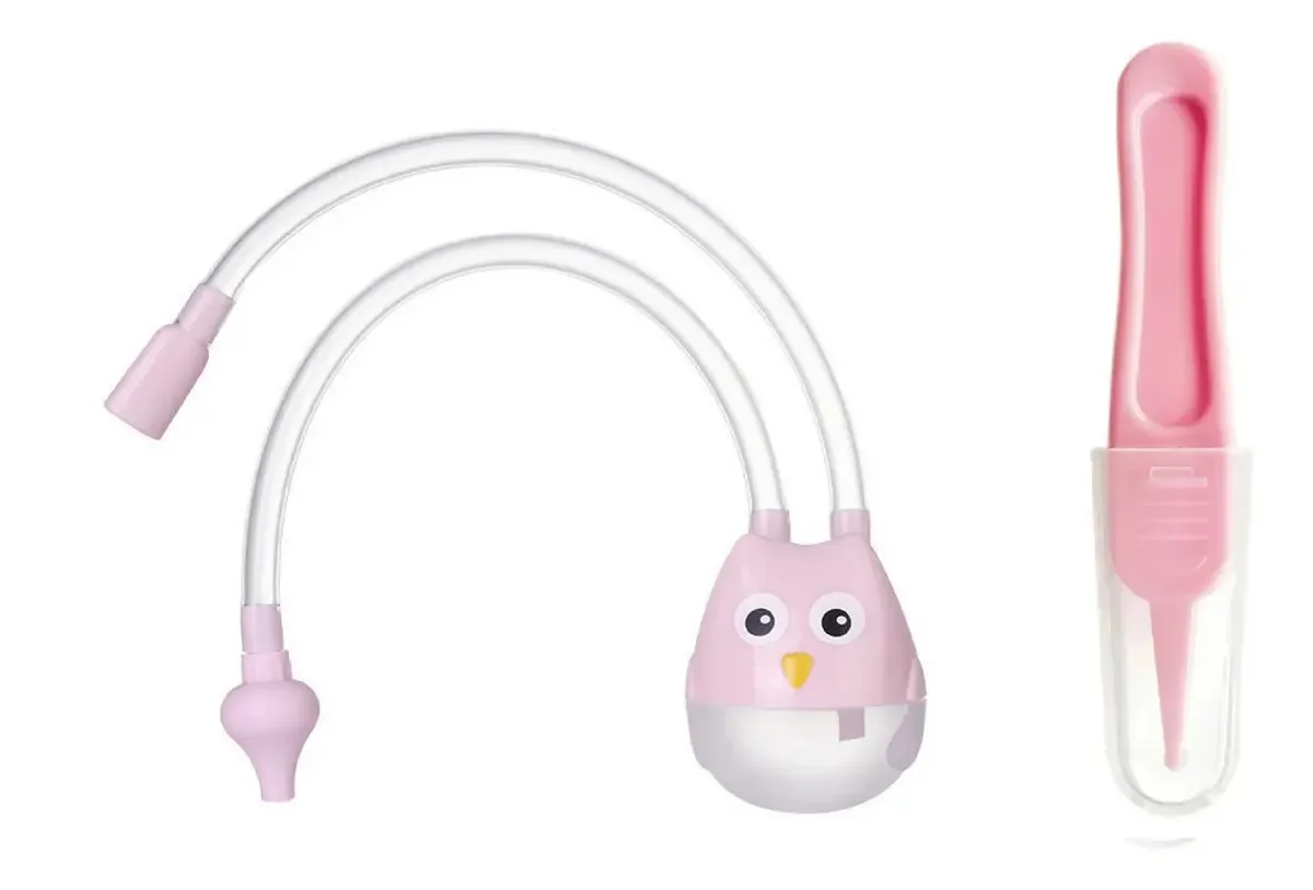 Aspirador nasal para bebês, aspirador nasal duplo Portab/Nasal, cor rosa com 2 bicos