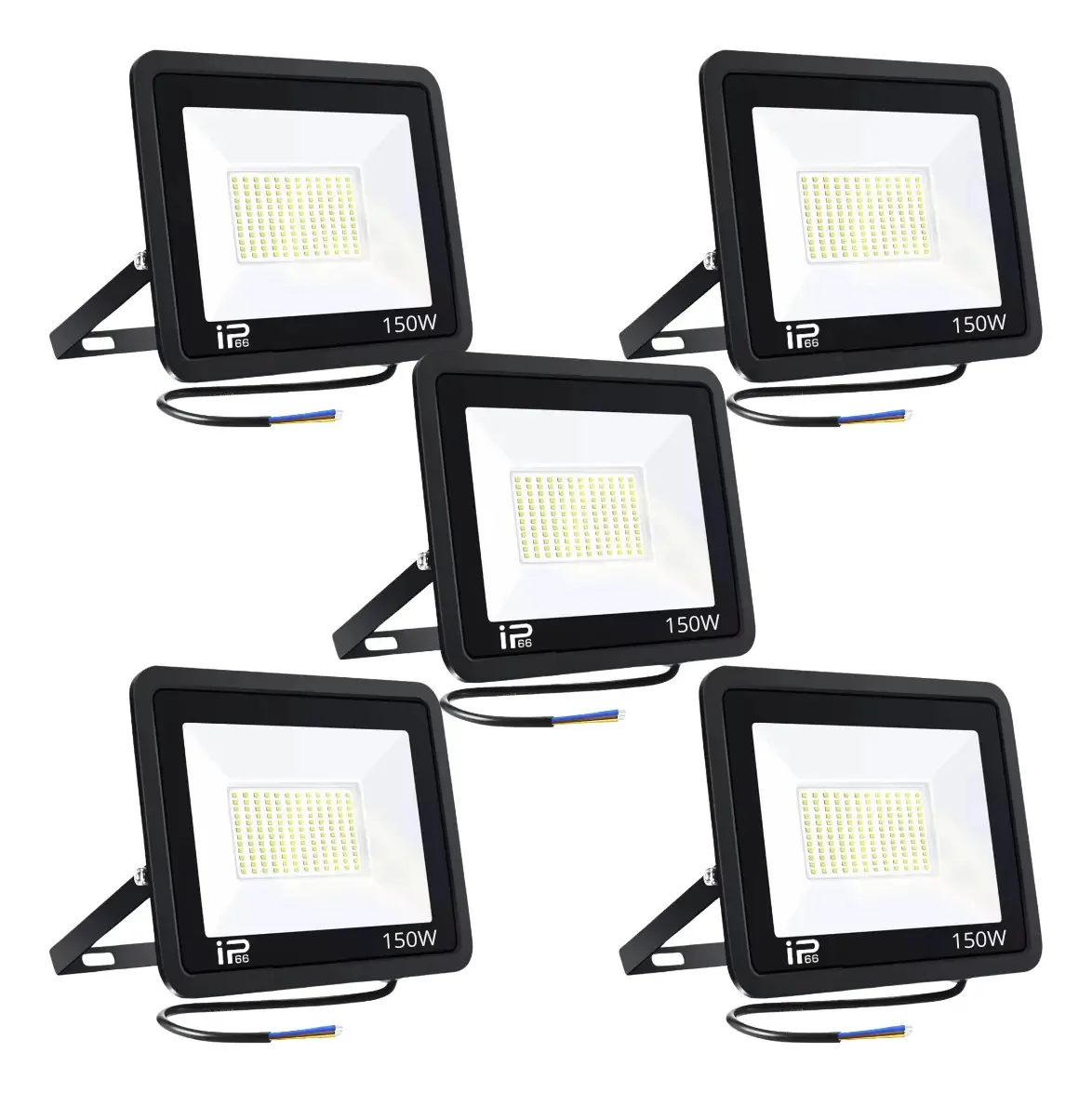 Refletor LED de 5 peças de 150 w Slim Ip66 Refletor externo de alta potência Luz LED Ultra Thin Slim Ip66 para exterior de alta potência Cor preta Marca Dosyu