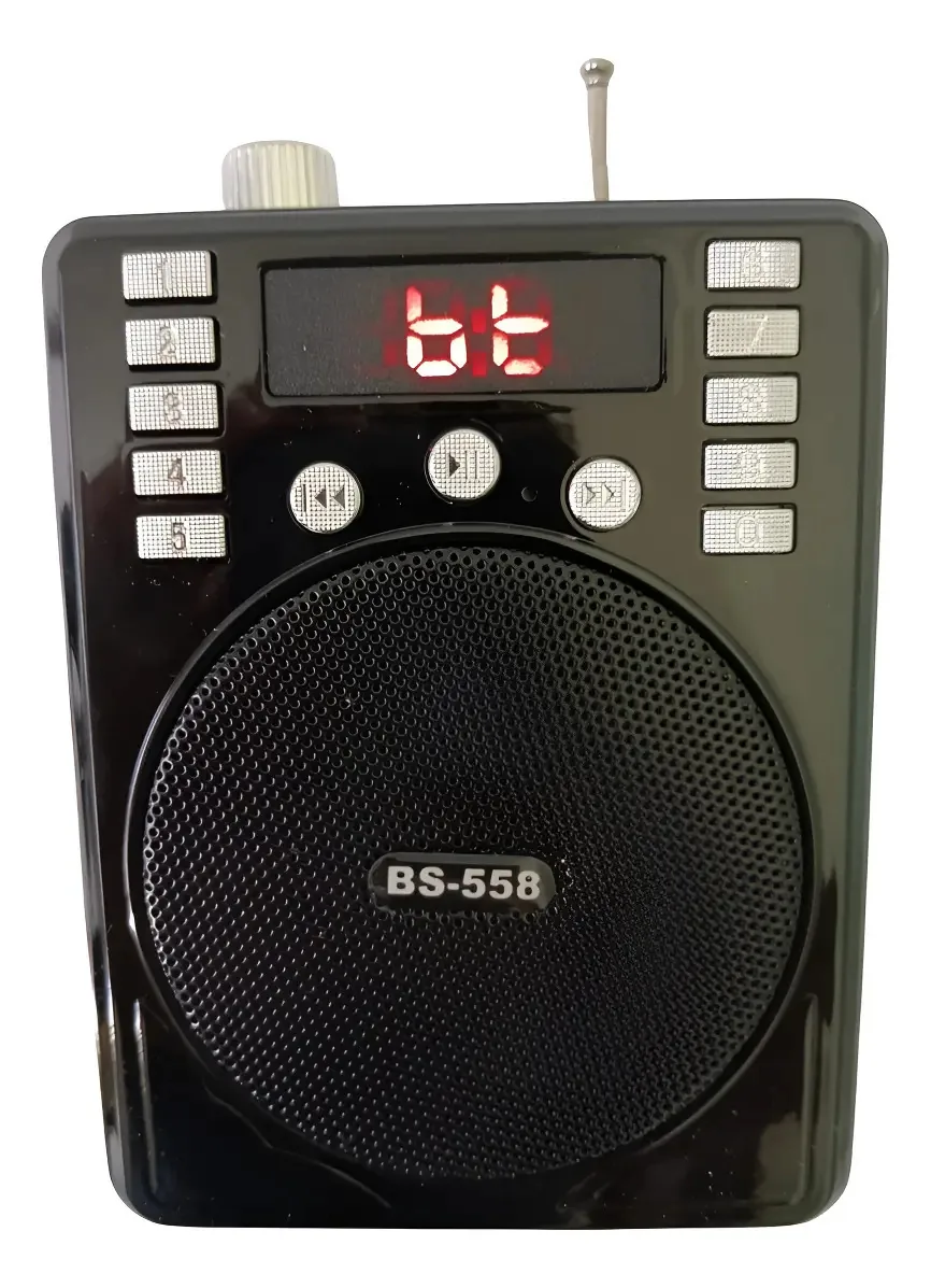 Alto-falante Bluetooth portátil Megafone, alto-falante de rádio USB, faixa de cabeça, cor preta