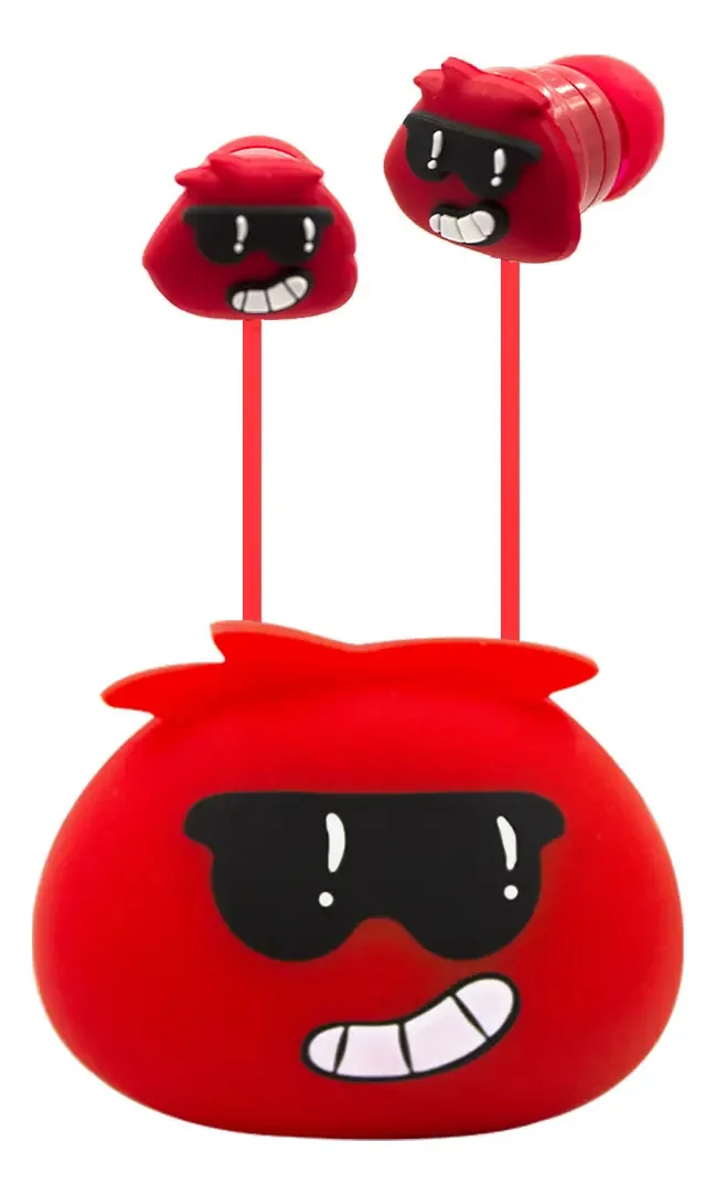 Microfone celular com fio viva-voz Kawaii Pc Fones de ouvido de cor vermelha