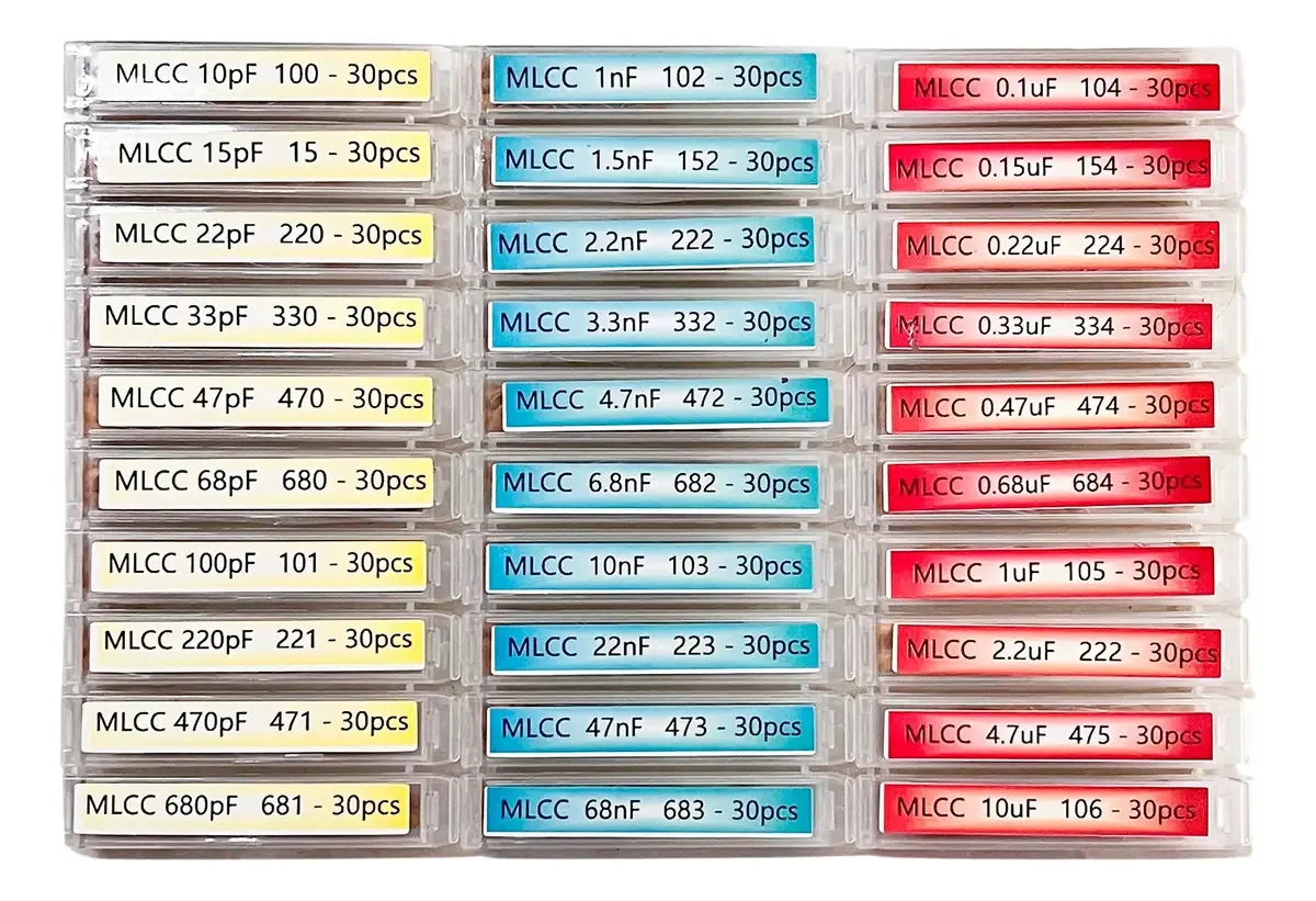 Kit de capacitores de cerâmica multicamada monolítica 10pf A 10f