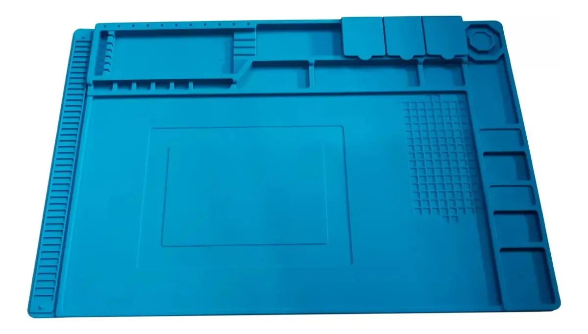 Tapete de Trabalho de Silicone Magnético Antiestático para Reparação Cor Azul Claro