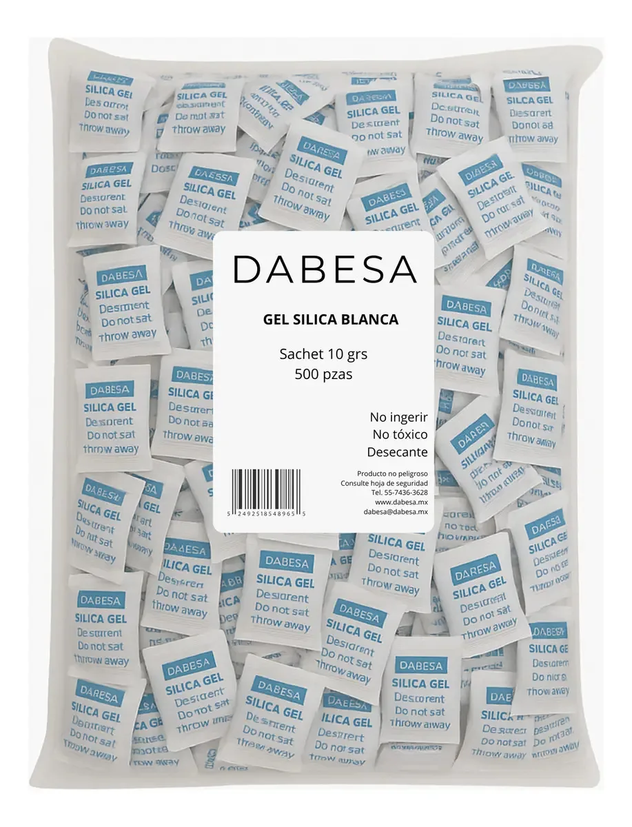 Gel de sílica · 500 saquetas de 10g · Para hidratação