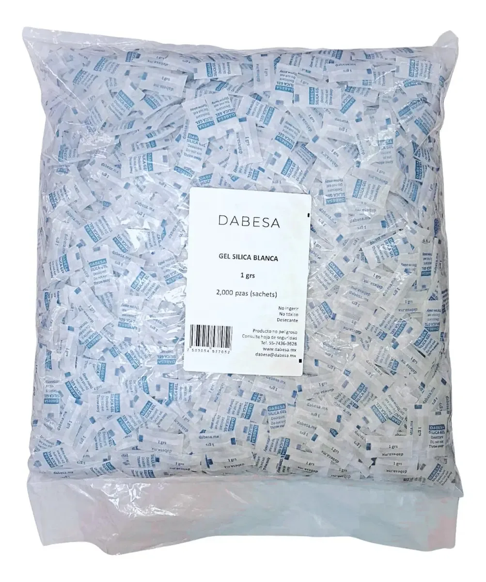 Gel de sílica · 2.000 sachês de 1 grs · Para hidratação