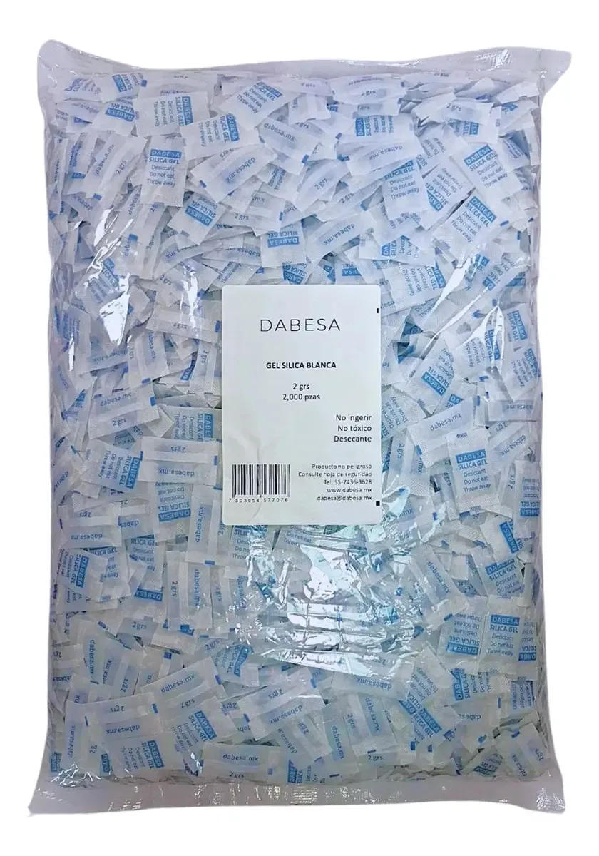 Saquetas de gel de sílica 2000 de 2 g para hidratação