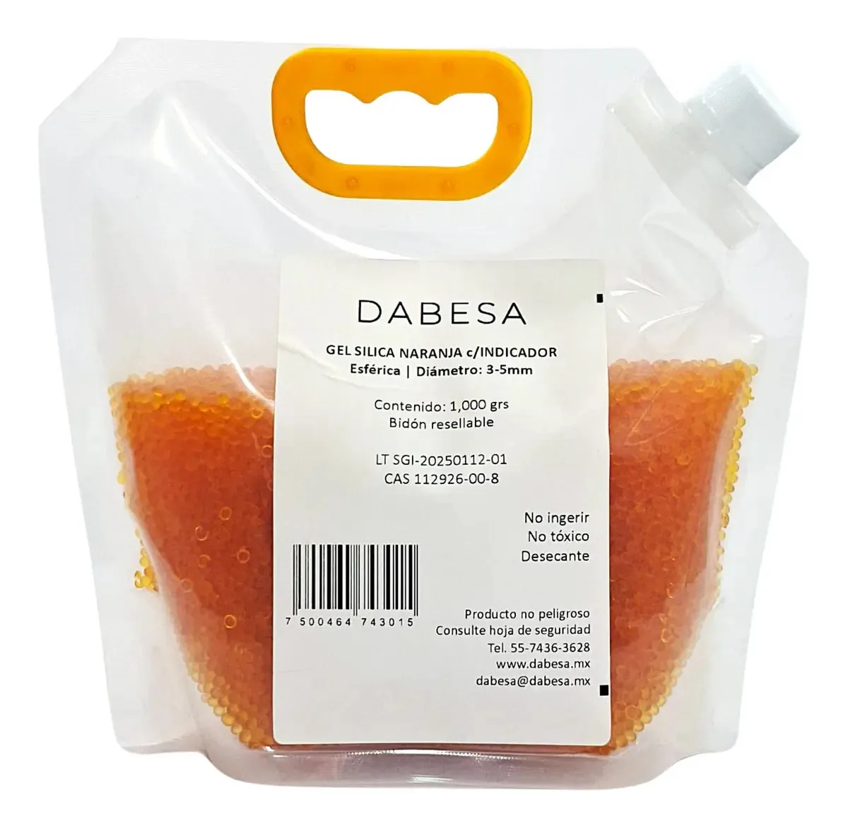 Gel de sílica laranja com indicador · Granel · 4,5 kg