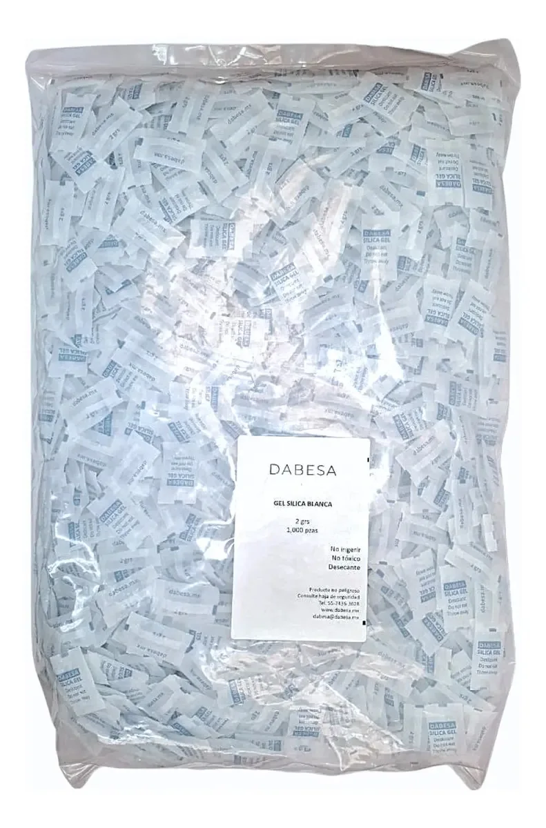 Gel de sílica Dabesa 1000 saquetas de 2g para hidratação