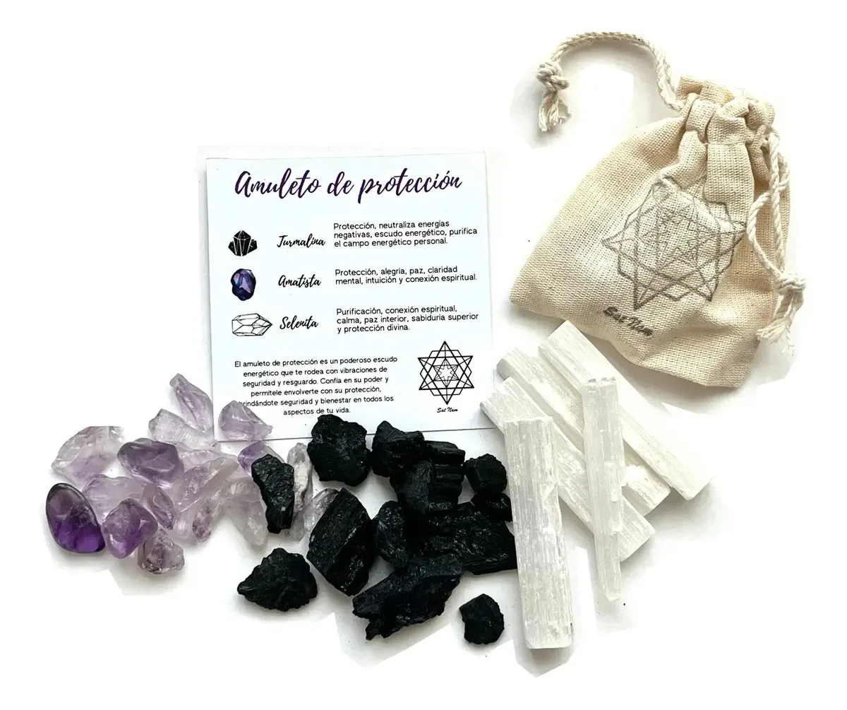 Amuleto de alta magia para proteção, selenita, turmalina