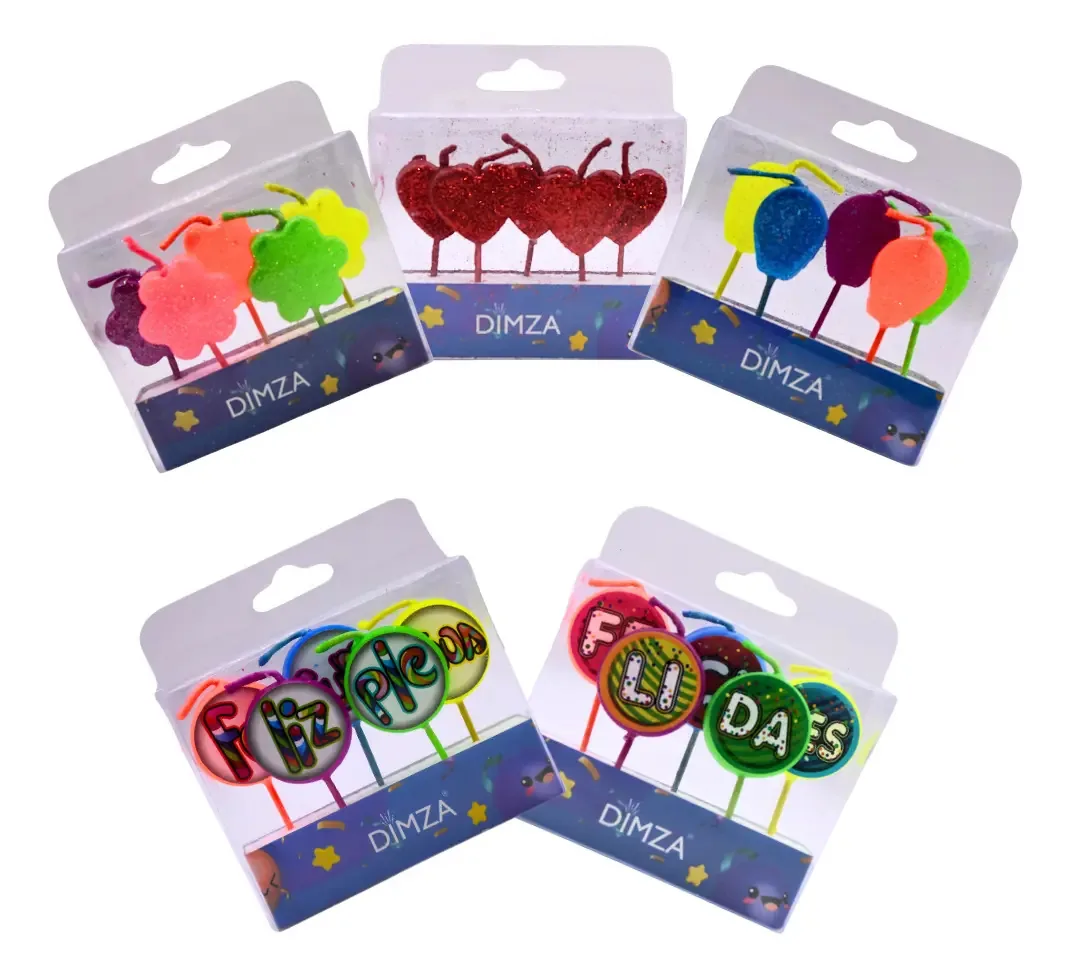 Conjunto de 25 velas decorativas variadas para Dimza Party
