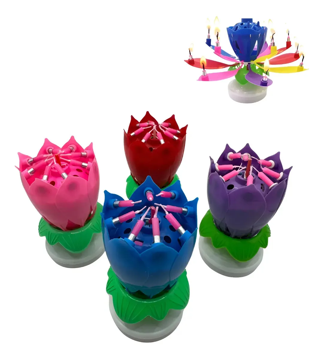 10 velas de aniversário de flores musicais giratórias Dimza