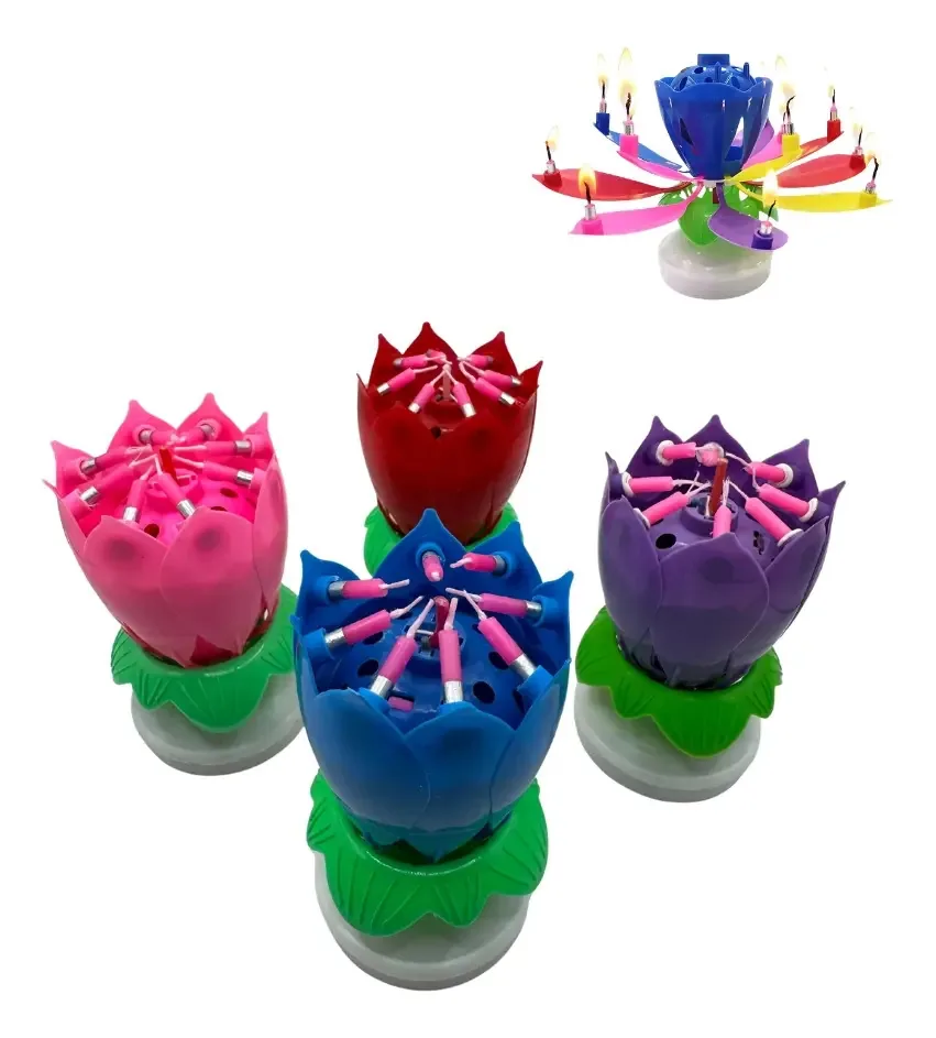 100 velas de aniversário de flores musicais giratórias Dimza