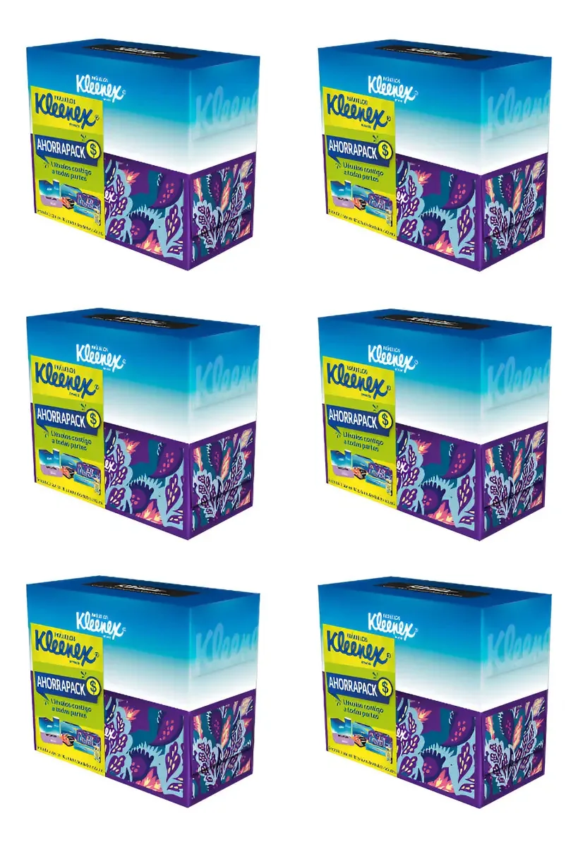 Lenços Kleenex 6 Pacote Duplo De 180 Unid Água