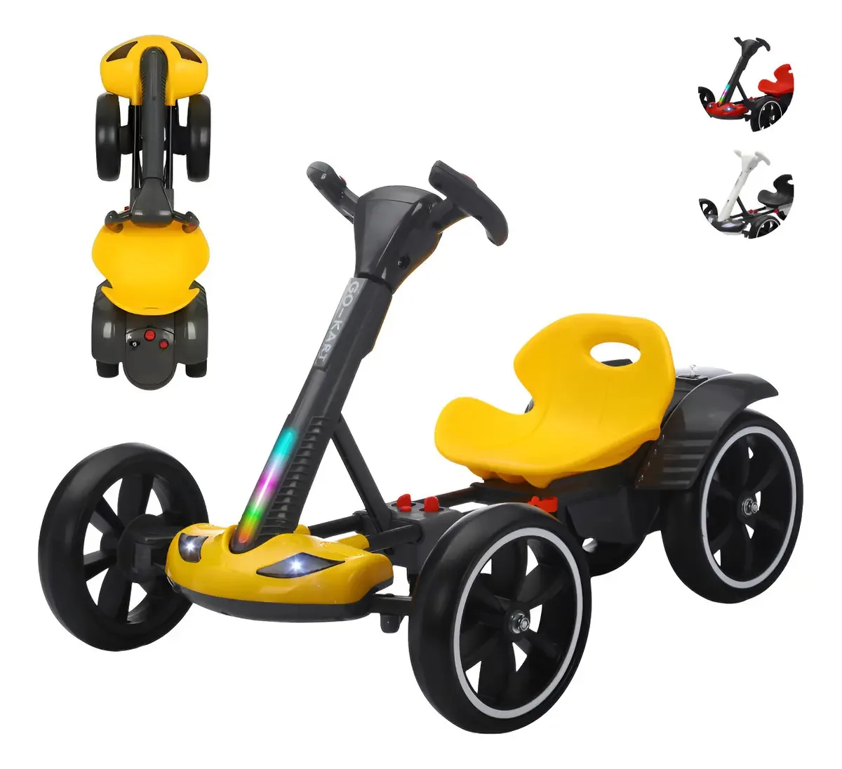 Kart elétrico para crianças Dodo Kids Bkt001 dobrável 12v amarelo
