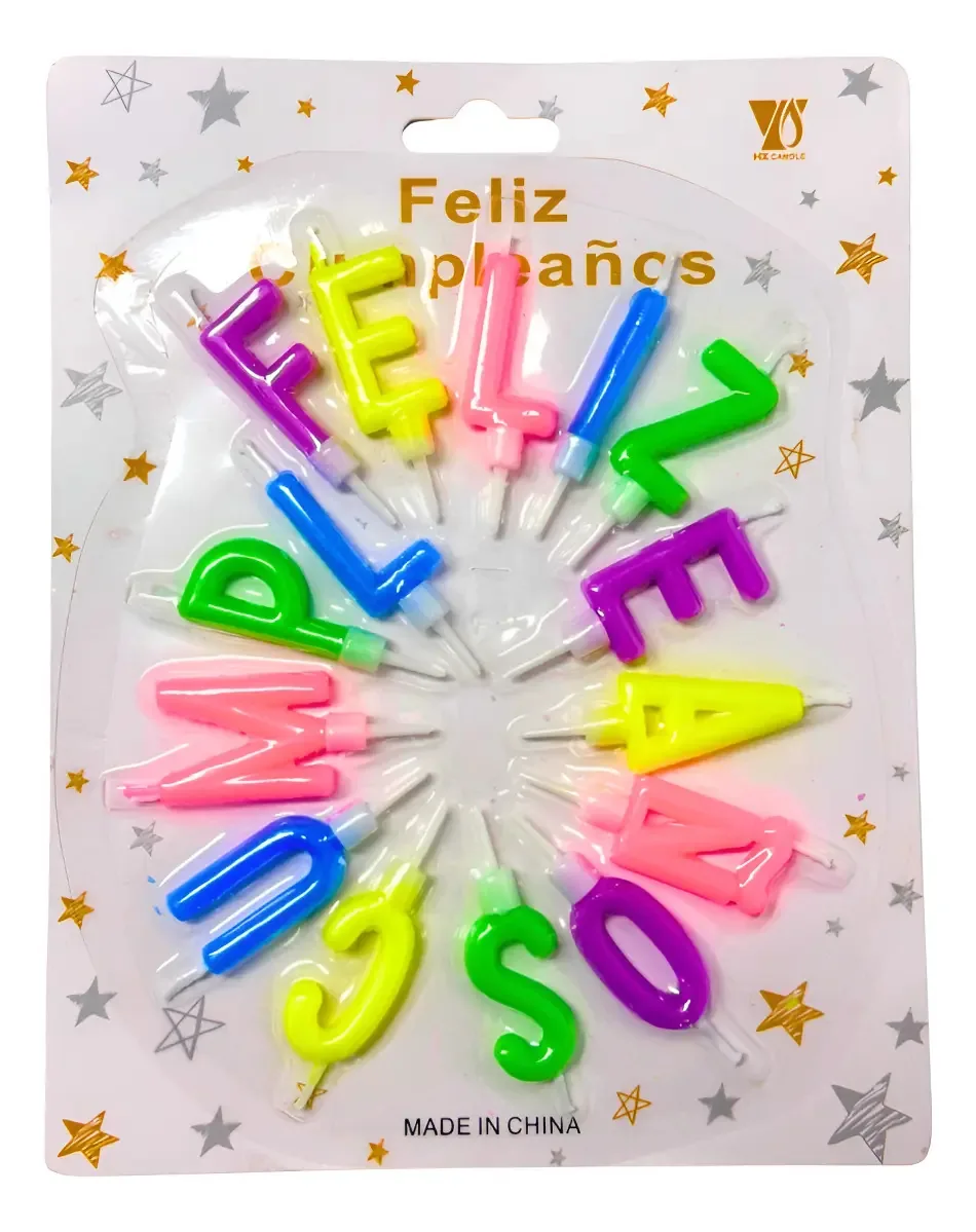 Pacote com 10 velas de carta de feliz aniversário para bolo e festa