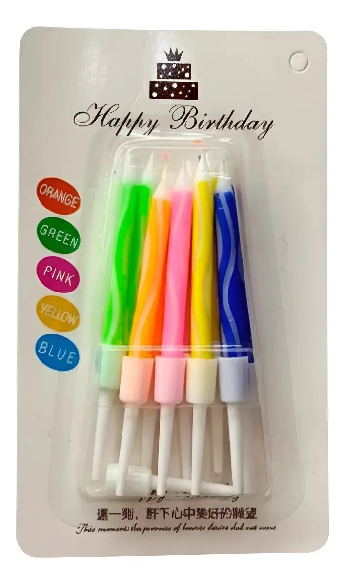 Velas de aniversário coloridas com base de bolo