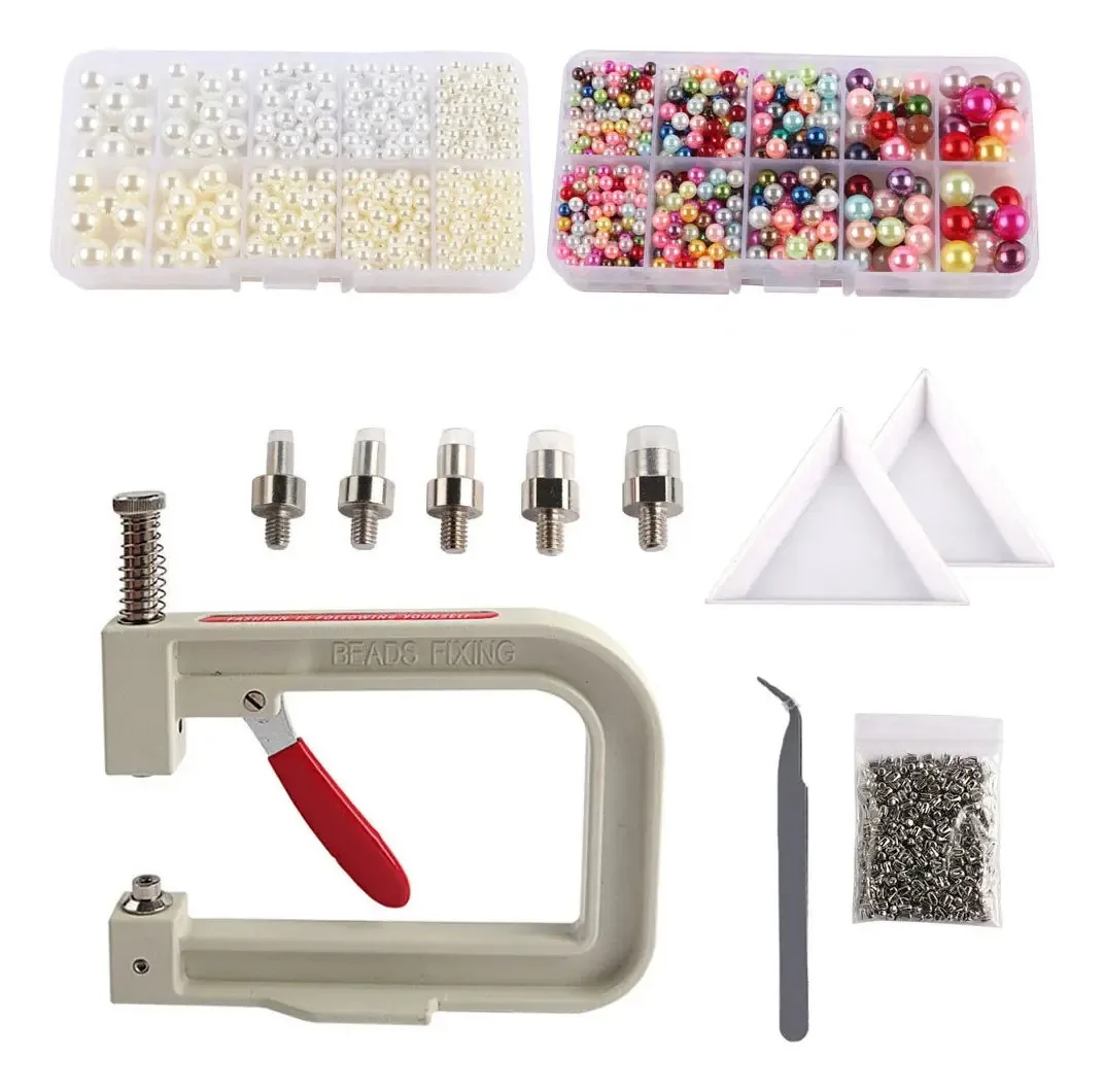 Kit rebitador Fixitfast X0145 com acessórios e pérolas artesanato fácil resistente completo