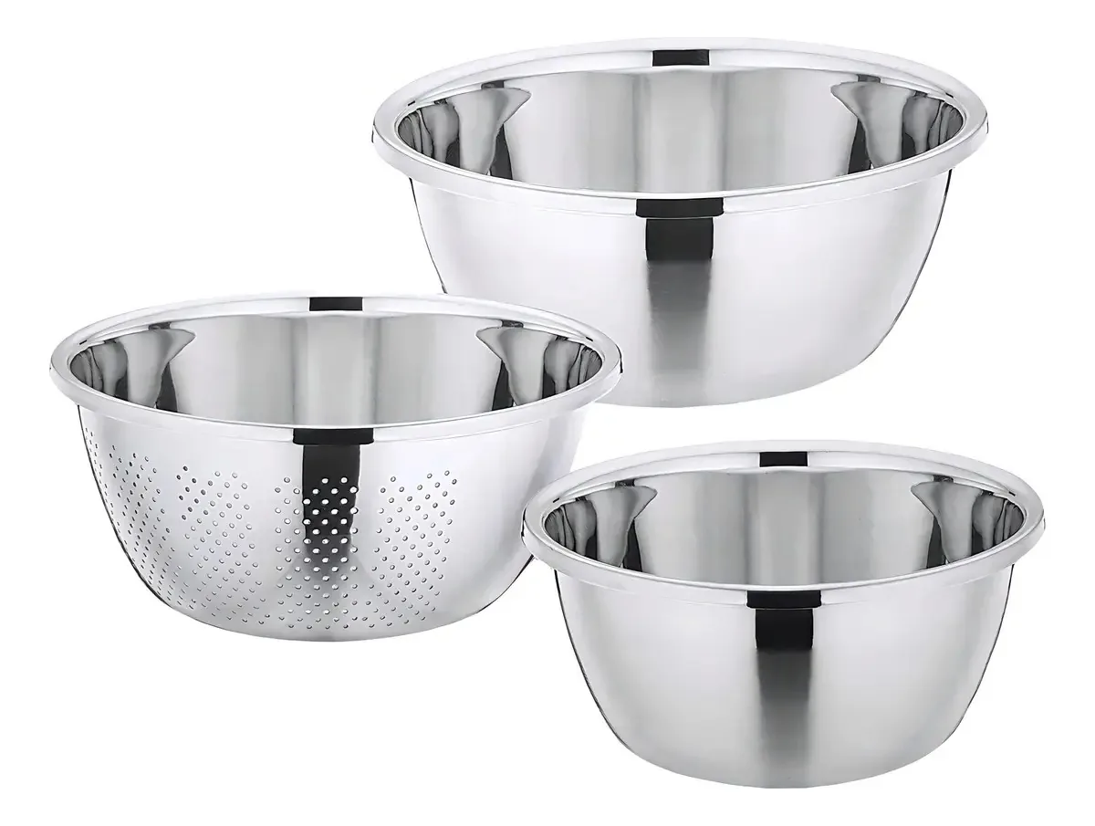 Conjunto de tigelas de aço inoxidável com escorredor - Je4235