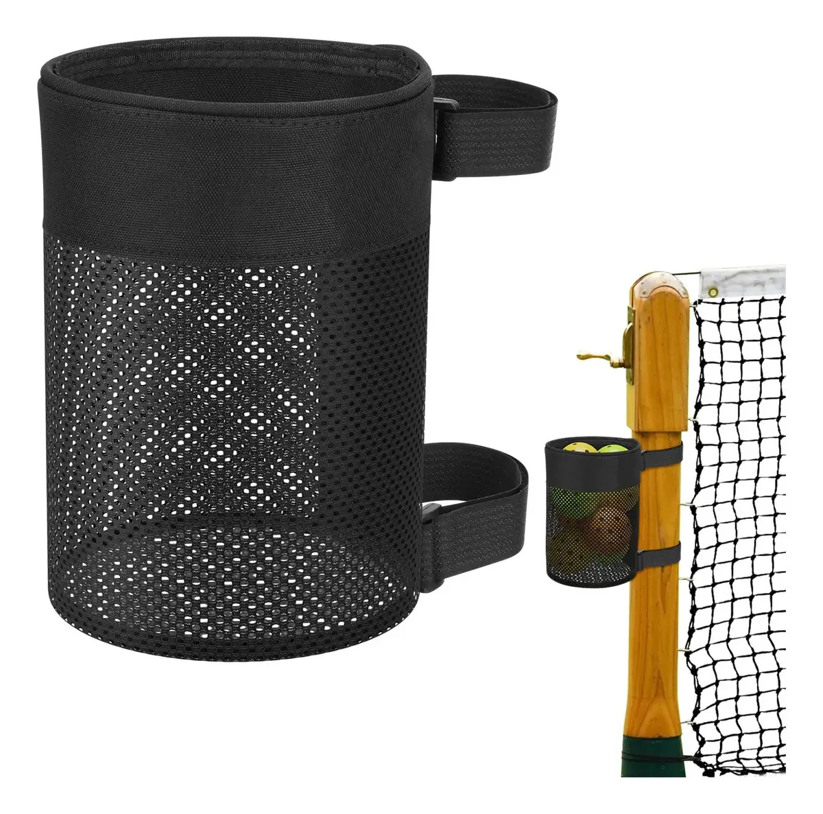 Suporte de rede Pickleball ajustável e cesta de malha