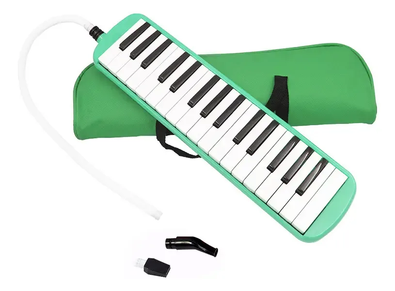 Estojo e acessórios para teclado de lona verde Melodica School de 32 teclas