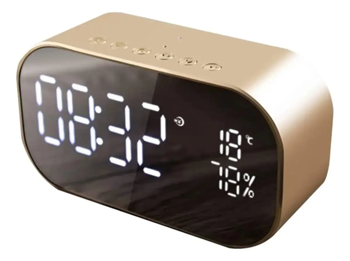 Relógio Despertador Digital, LED Mesa de Cabeceira Rádio FM Porta de Carregamento USB Dupla Soneca, Luz Noturna para Quartos Casas (cor: Tyrant Gold)