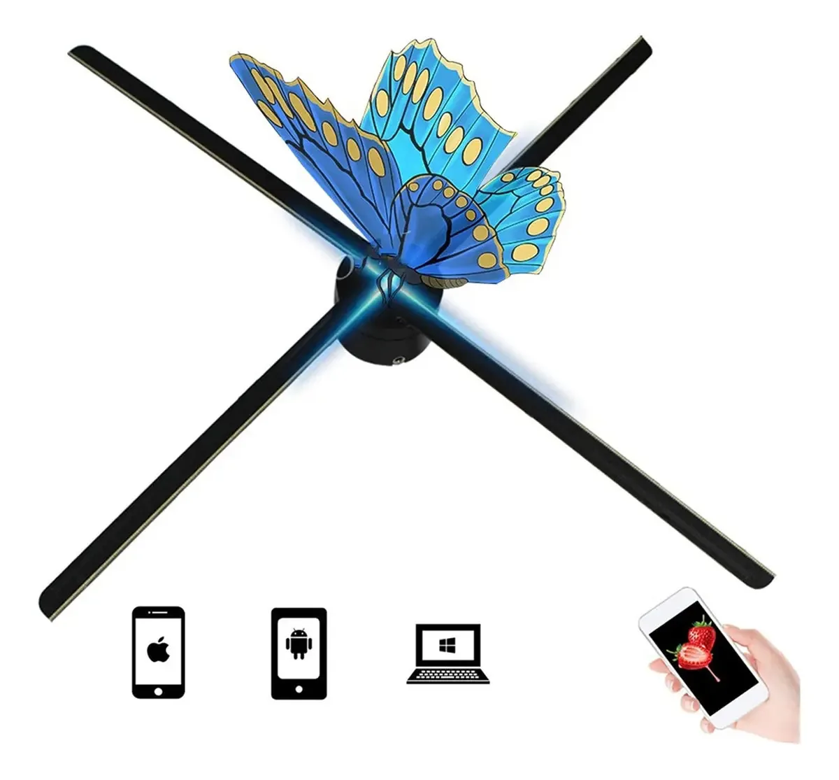 Sweper 3d Holográfico Projetor Luz Atualizada 638leds Wifi Holograma Player Dirigido Mostrar Luz Da Publicidade Do Ventilador App Logotipo De Controle 3d Holograma