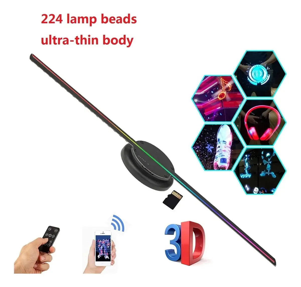 Projetor Holograma Ventilador Holográfico Wifi 3d Publicidade De Exibição Levou A Amostra De Imagens Holográficas Ajuda Do Jogador De Lâmpada E Vídeo 3d Holograma Tamanho : Versão Destaque