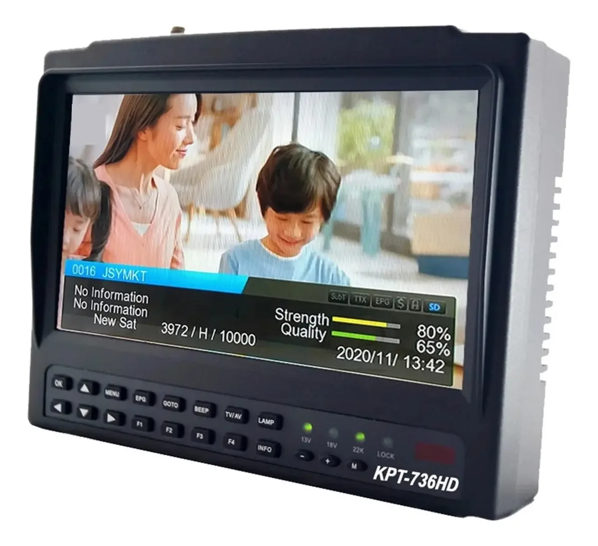 Localizador de satélites Zundu KPT-736HD DVB-S2 Satellitefinder Full Hd Digital TV via satélite Finder Meter Mpeg-4 Hd DVB-S2 + HEVC H2.65 Finder para ajustar a antena parabólica