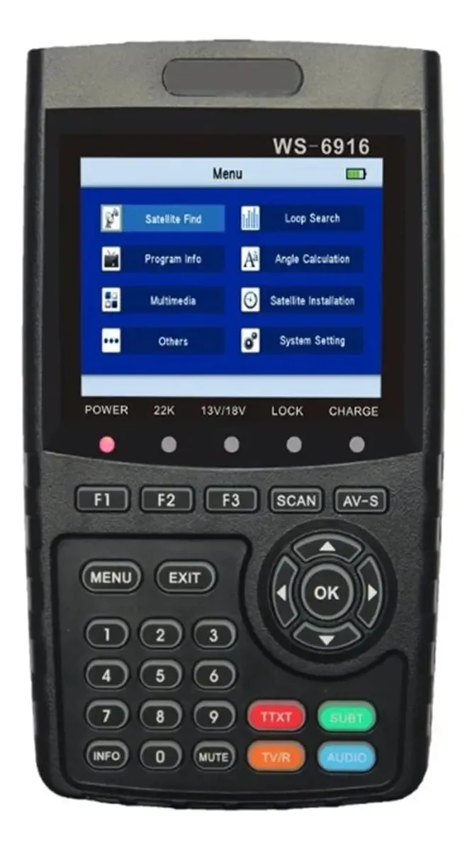 Localizador de satélites Zundu Satellite Finder Ws-6916 HD DVB-S/S2 FTA compatível com MPEG-2/MPEG-4 para ajustar a antena parabólica