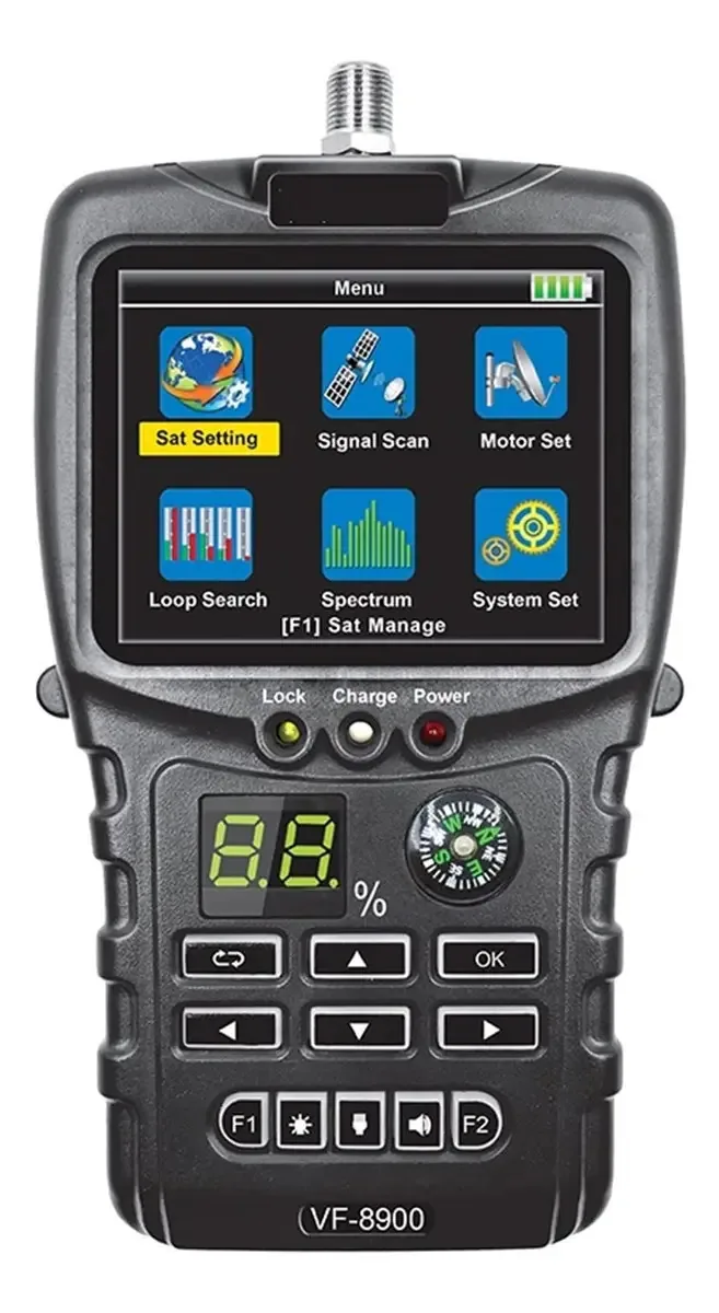 Localizadores de satélite Vf-8900 Sat Finder para DVB S2/DVB S Dish TV Satfinder Compass Satellite Finder Loop Search Spectrum Meter para ajustar a antena parabólica