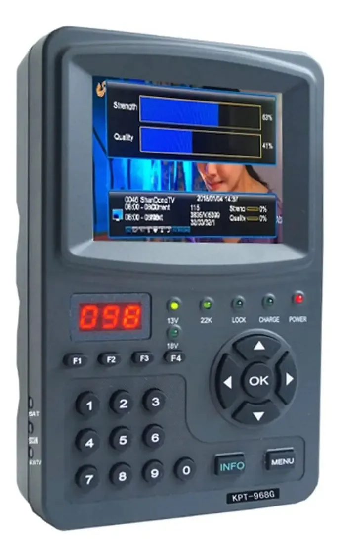 Localizador de satélite digital Zundu Satellite Finders Kpt 968hd Meter 3,5 Tft LED DVB-S2 DVB-s Sat Finder Mpeg-4 1080p Full Hd Satfinder Portable Kpt-968g para ajustar a antena parabólica