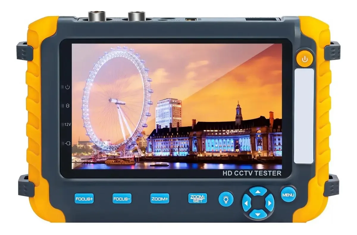 Monitor de Teste de CCTV Okanen, Monitor Iv8w Ahd Tvi Cvi Cvbs CCTV com Ferramenta de Teste UTP e Entrada VGA, Monitor de Câmera de Saída DC12v Portátil Alimentado por Bateria