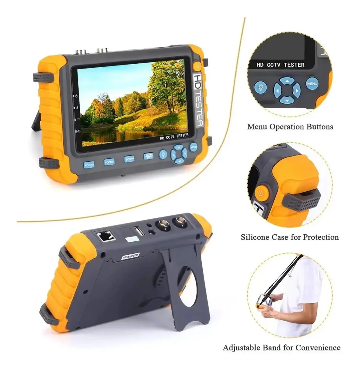 Monitor de Teste de CCTV Okanen, Testador CCTV Iv8w de 5 Polegadas, 8mp, Ahd Tvi Cvi, Câmera de Teste CCTV, Mini Monitor, Testador de Câmeras de Vídeo Ahd Cvbs, Monitor Poe, Ferramentas de Teste
