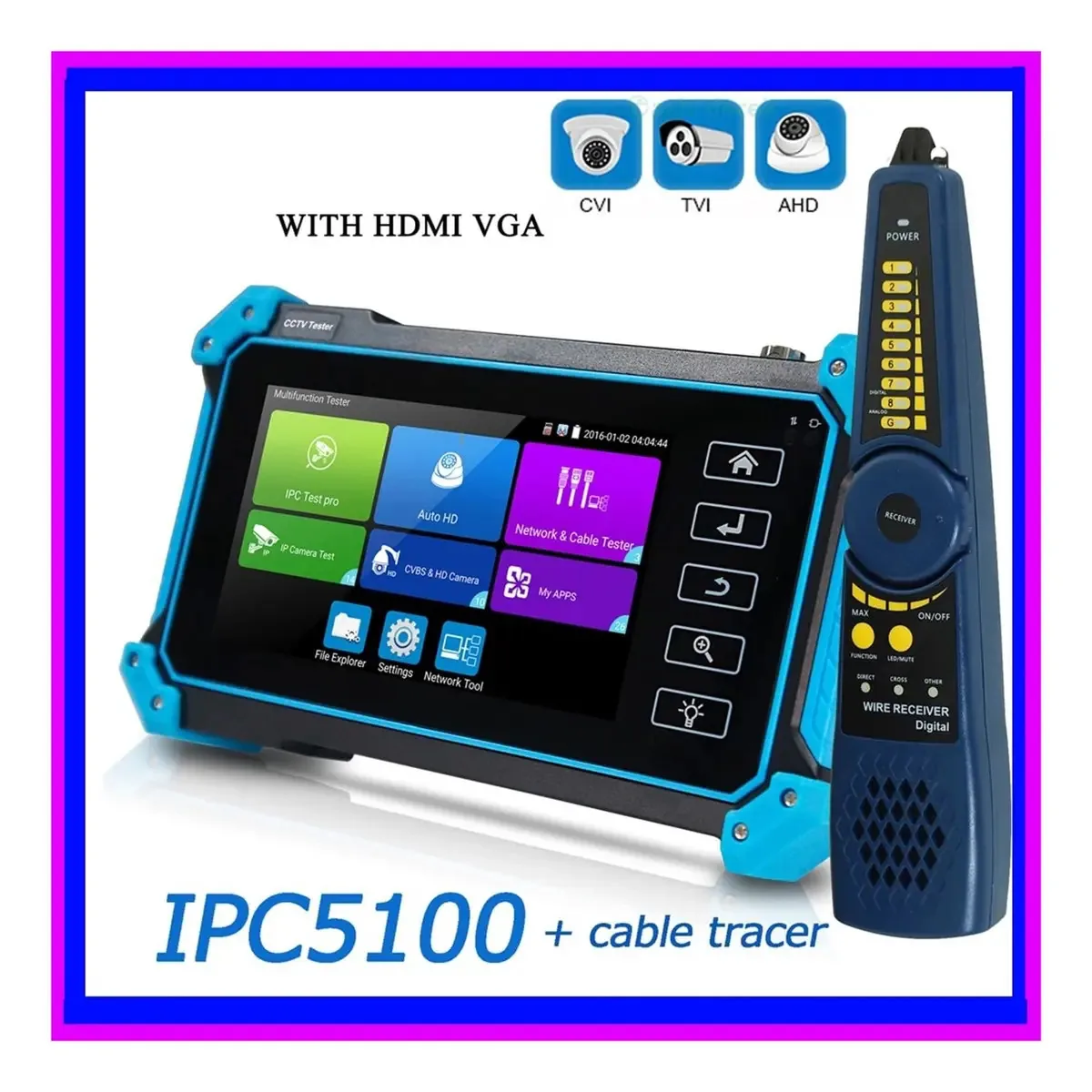 Monitor de teste de CFTV, testador de CFTV IPC 5100c Plus, testador de monitor, testador de câmera CCTV, mini monitor, testador de câmera CCTV, testador de câmera IP IPC5200c Plus (ipc-5100c Plus)