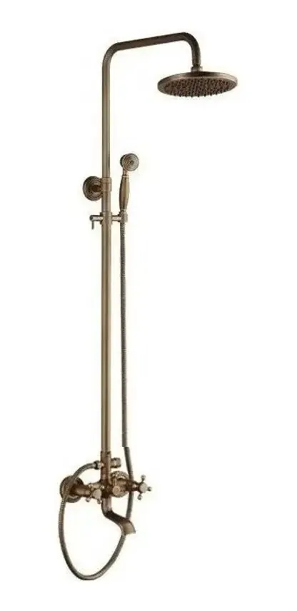 Chuveiro de banheiro antigo, coluna de chuva, torneira redonda, acabamento fosco, cor de bronze antigo