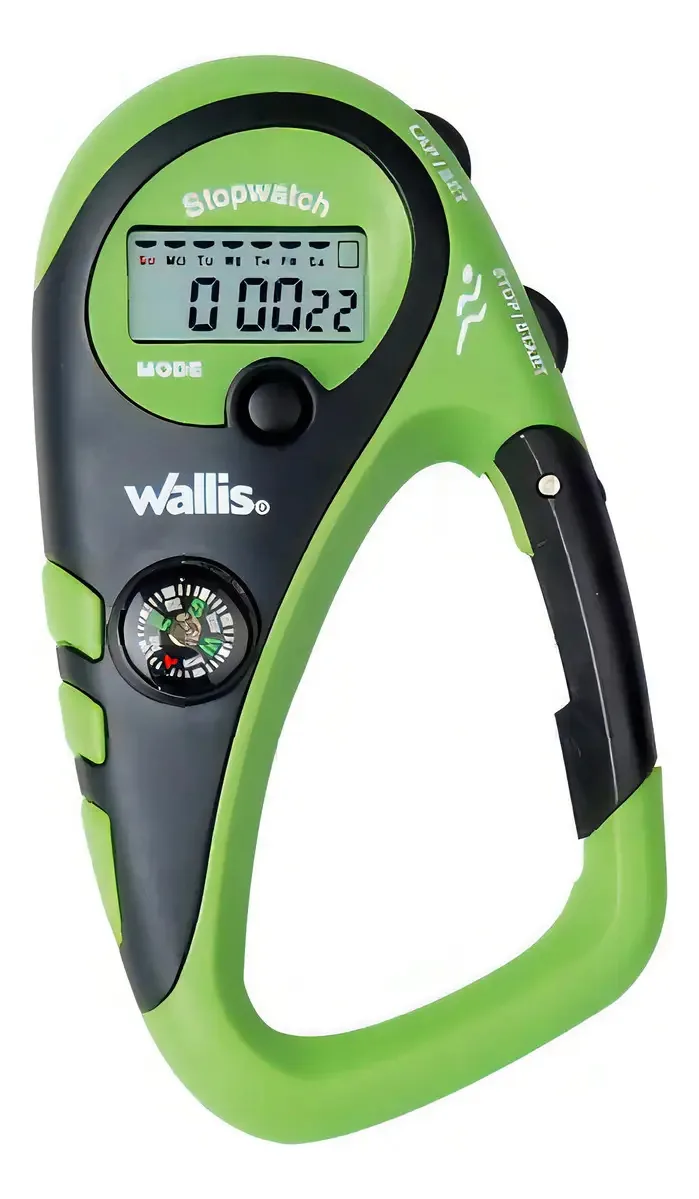 Função de mosquetão digital de cronômetro 4. Bússola verde Wallis