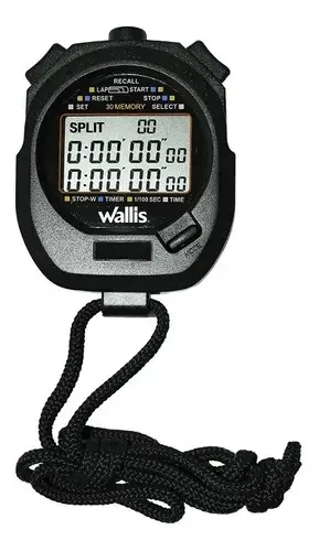 Cronômetro digital profissional Wallis com 30 memórias em preto