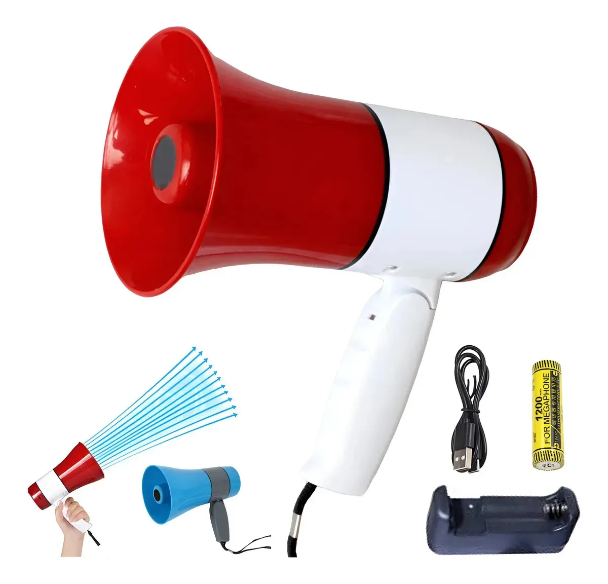 Alto-falante recarregável Megaphone 20w Megaphone Record Mega-650rd