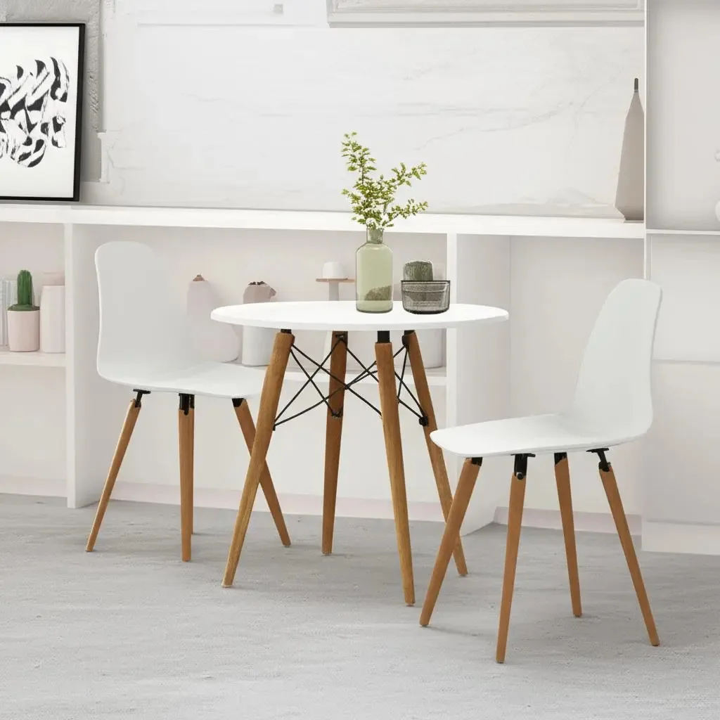 Mesa redonda minimalista moderna, estilo Eames, branca, na loja, cor das pernas, café