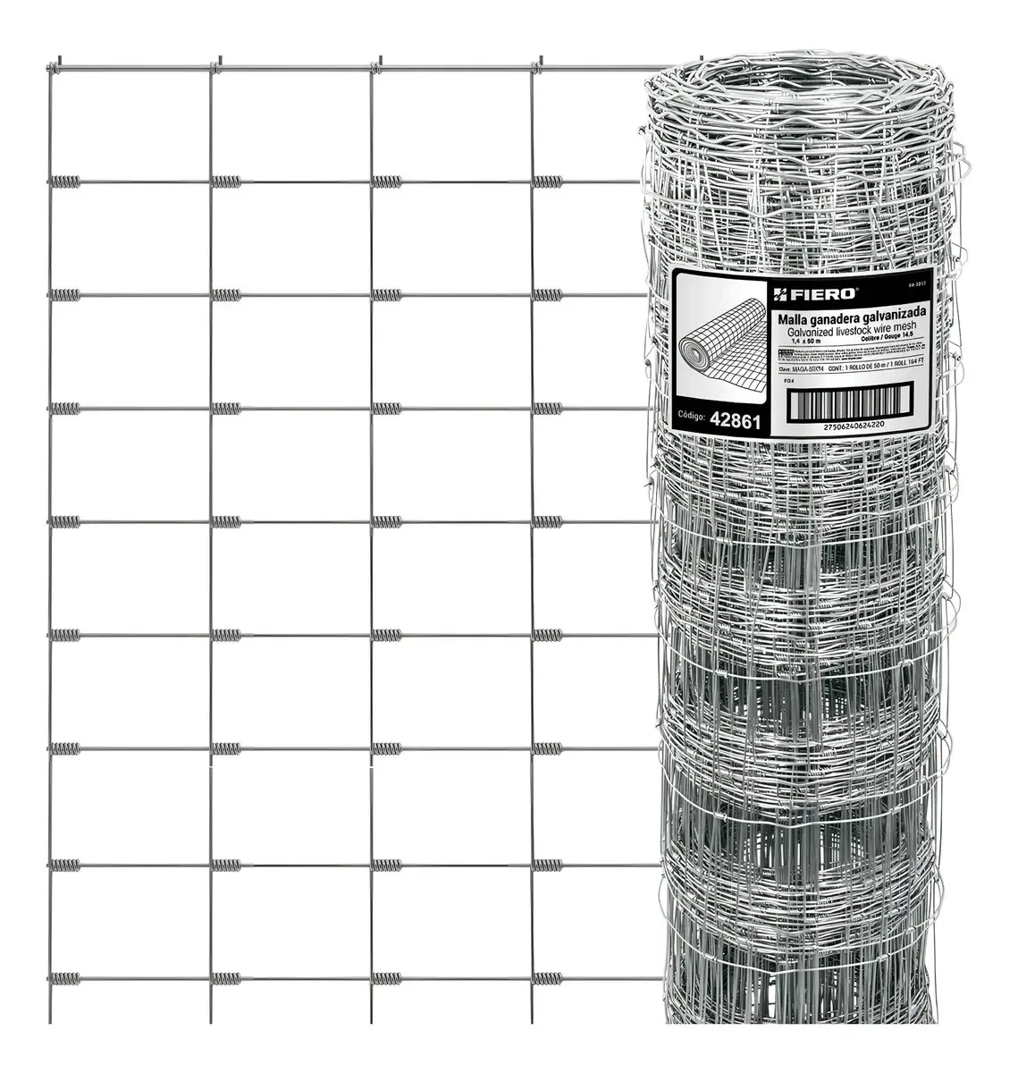 Rolo de malha de pele de carneiro de aço Galva de 50 M x 1,4 M 42861